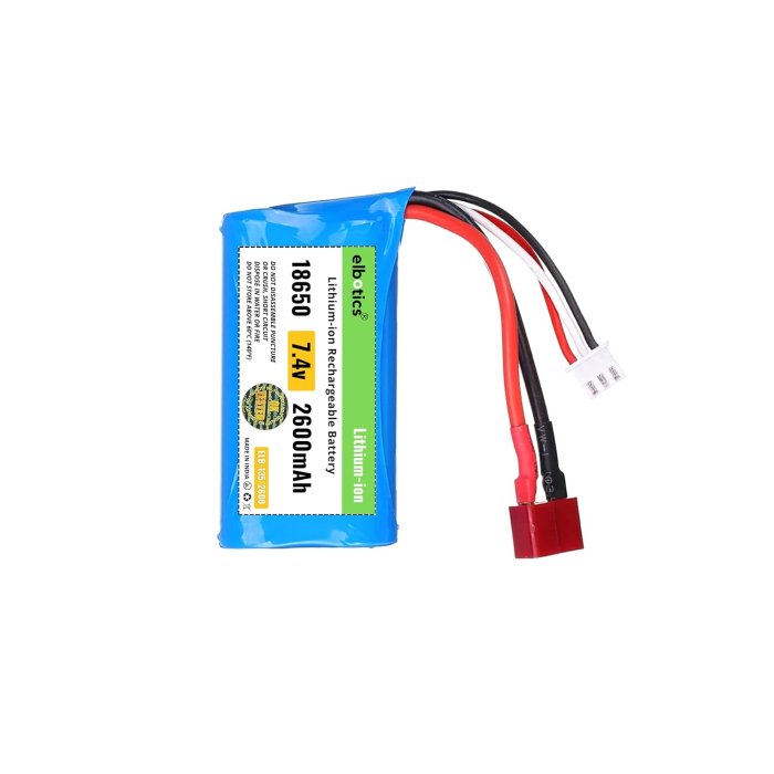 7.4V 2600mAh Li-ion Battery JST Plug with USB Charger RC (T Plug)