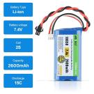 7.4V 2600mAh Li-ion Battery 15C JST Plug with USB Charger (JST SM 2 Pin)
