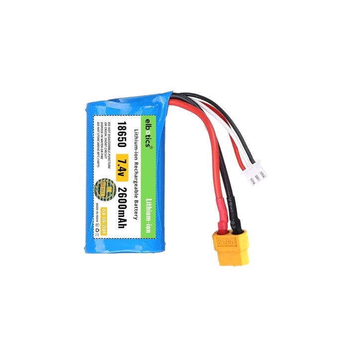 7.4V 2600mAh Li-ion Battery 15C JST Plug with USB Charger (XT60 Plug)