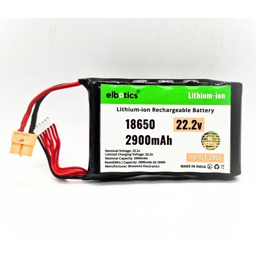 22.2V 2900mAh Li-ion Rechargeable Battery Pack 6S 18650 Cells High-Performance Battery for Drones Robots RC Vehicles