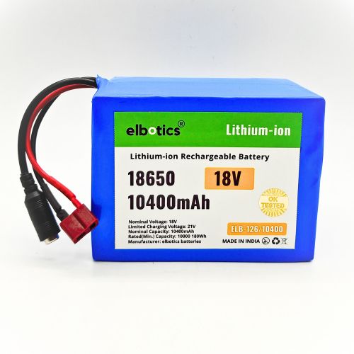 Elbotics 18V 10400mAh Lithium-ion Battery Pack with BMS for Robotics, DIY Projects