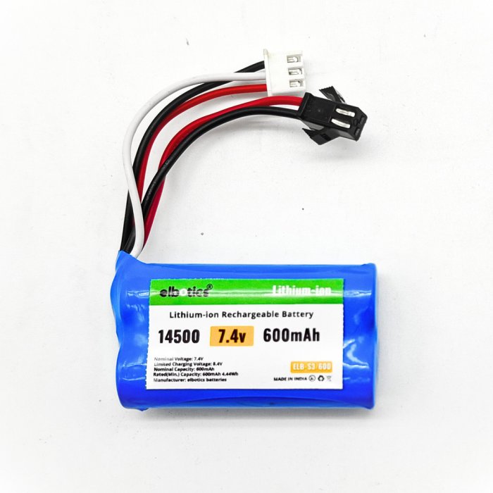 ELBOTICS® 7.4V 600mAh 2S Li-ion Battery with SM-3P Plug