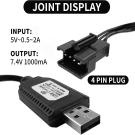 SM-4P USB Charger for 7.4V 300mA Li-ion Battery,Compatible with RC Car/Boat/Gel Blaster USB Charging Cable