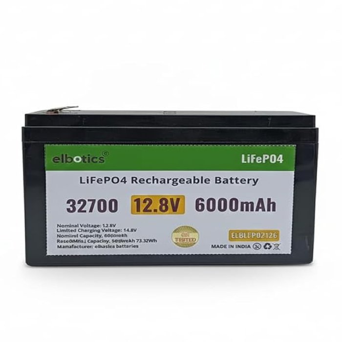12v/12.8v 6Ah LiFePO4 Lithium Battery Protection Rechargeable Battery 3000+ Deep Cycle (ELBLFPH-02126)